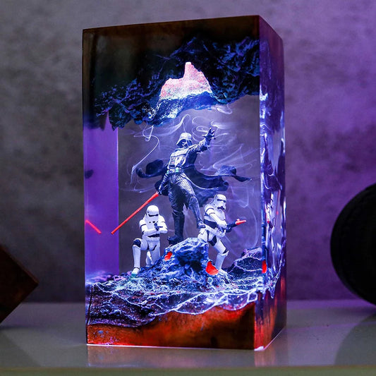 Galassia in Resina - Lampada Notturna con Diorama con LED USB